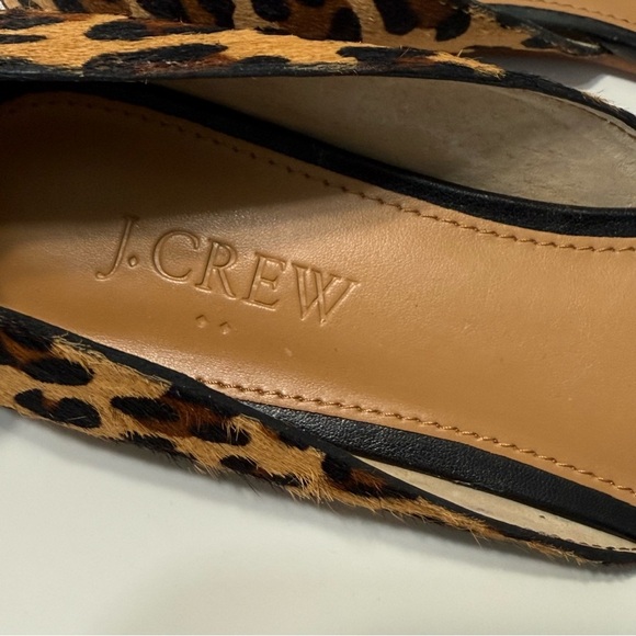 J. Crew Calf Fur Leather Flats Shoes Women’s 7.5 Pointed Toe Animal Print - Picture 13 of 15